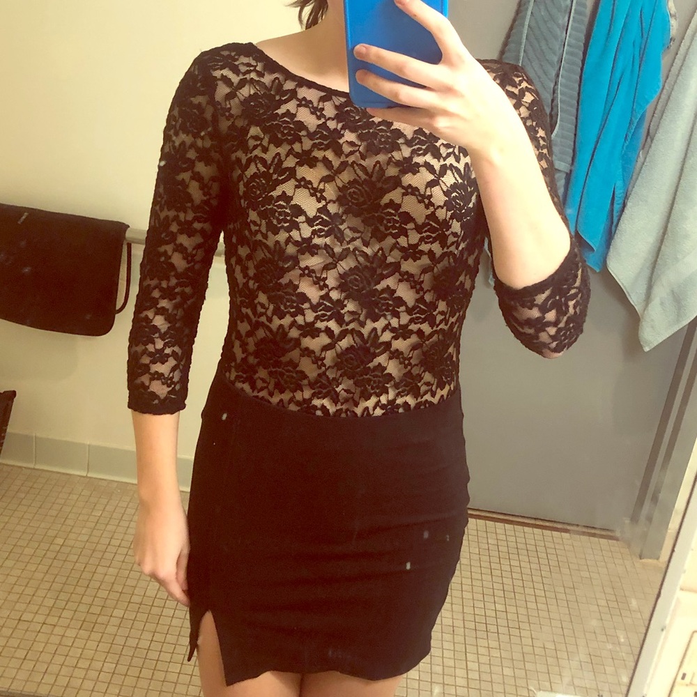 Floral Sheet Black Bodysuit